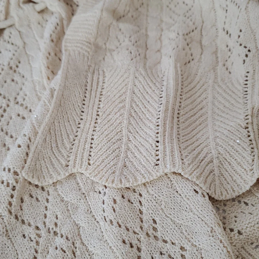 NKN Nekane Ecru Beige Sequin Knit Drawstring Waist Cardigan Small/Medium NWT